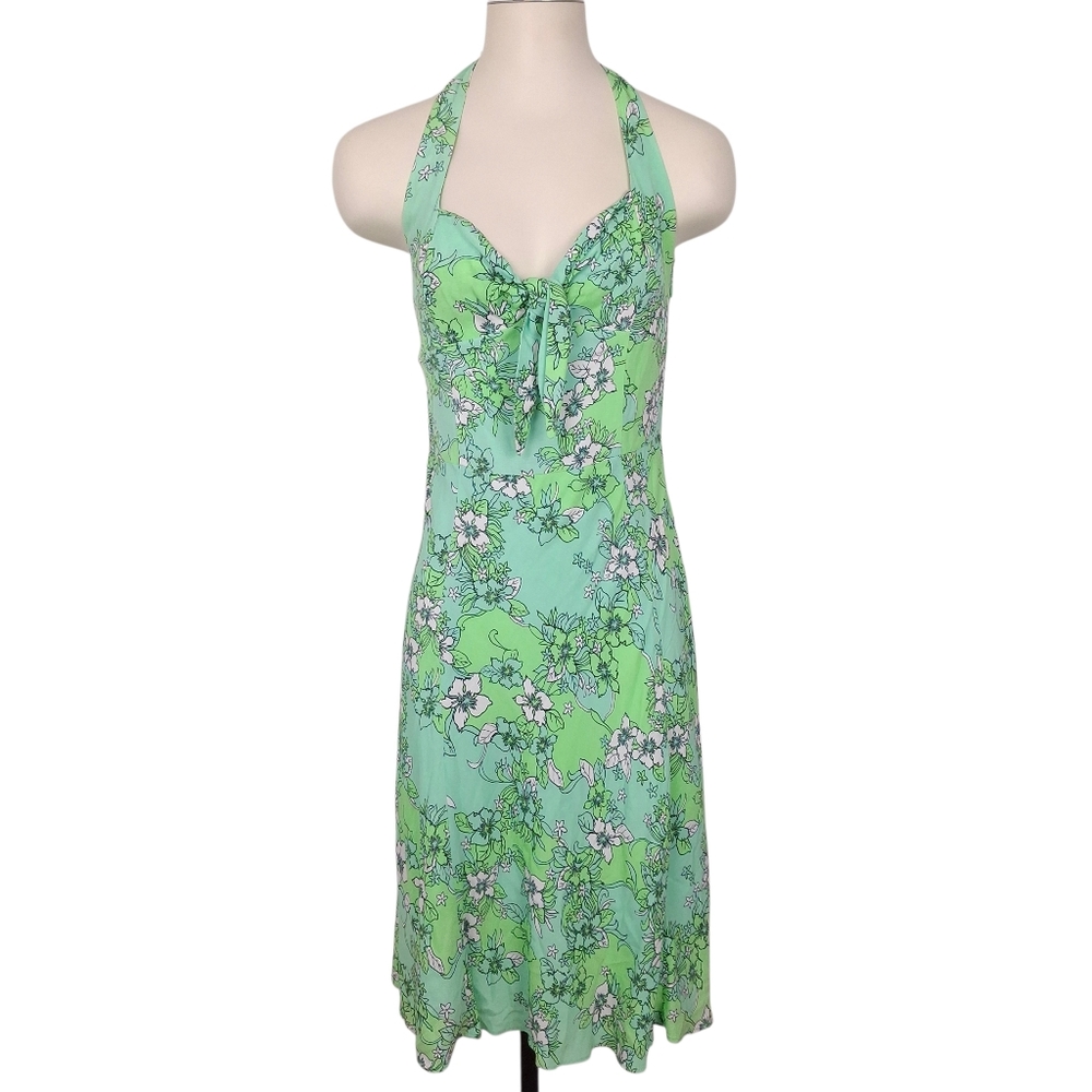 Loft Y2K 2000s halter dress floral bias cut forest fairy resort wear whimsical